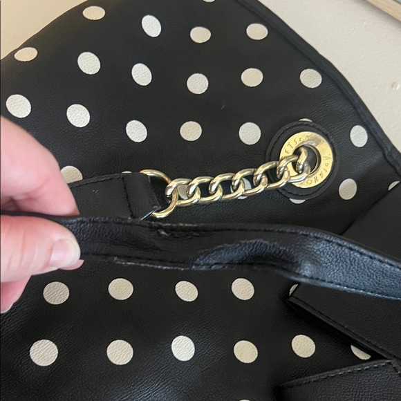 Betsey Johnson Black & White Polka Dot Shoulder Bag with Bow - Picture 7 of 9